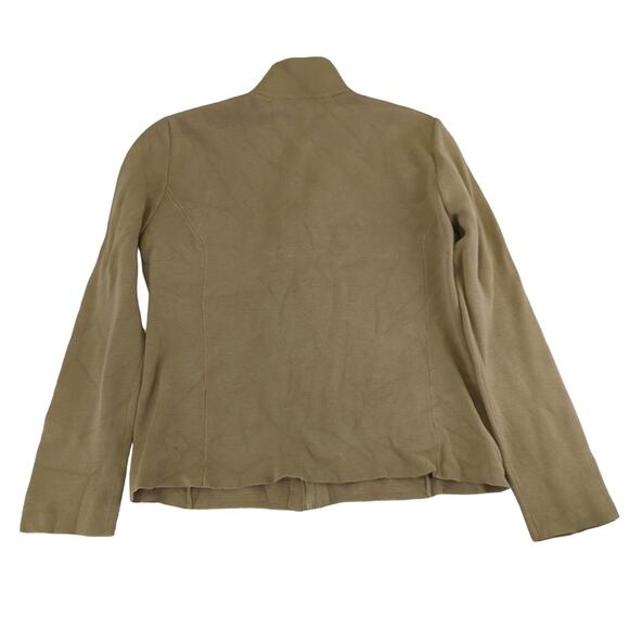 Sigrid Olsen Mock Neck Full Zip Sweater Silk Cotton Women's‎ Medium Leather Tan - Picture 2 of 9